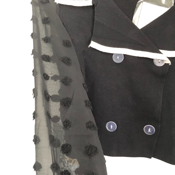 Yue yue polka dot sheer black blouse - Picture 2 of 10